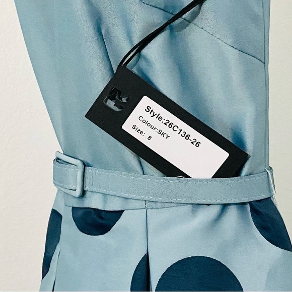 BHLDN Anthropologie New 50s 60s Retro Polka Dot Swing Dress Satin Taffeta Party - Picture 14 of 16